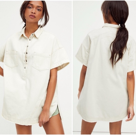 Free People | We the Free | Elliot Denim Tunic | Cream S - Picture 1 of 8
